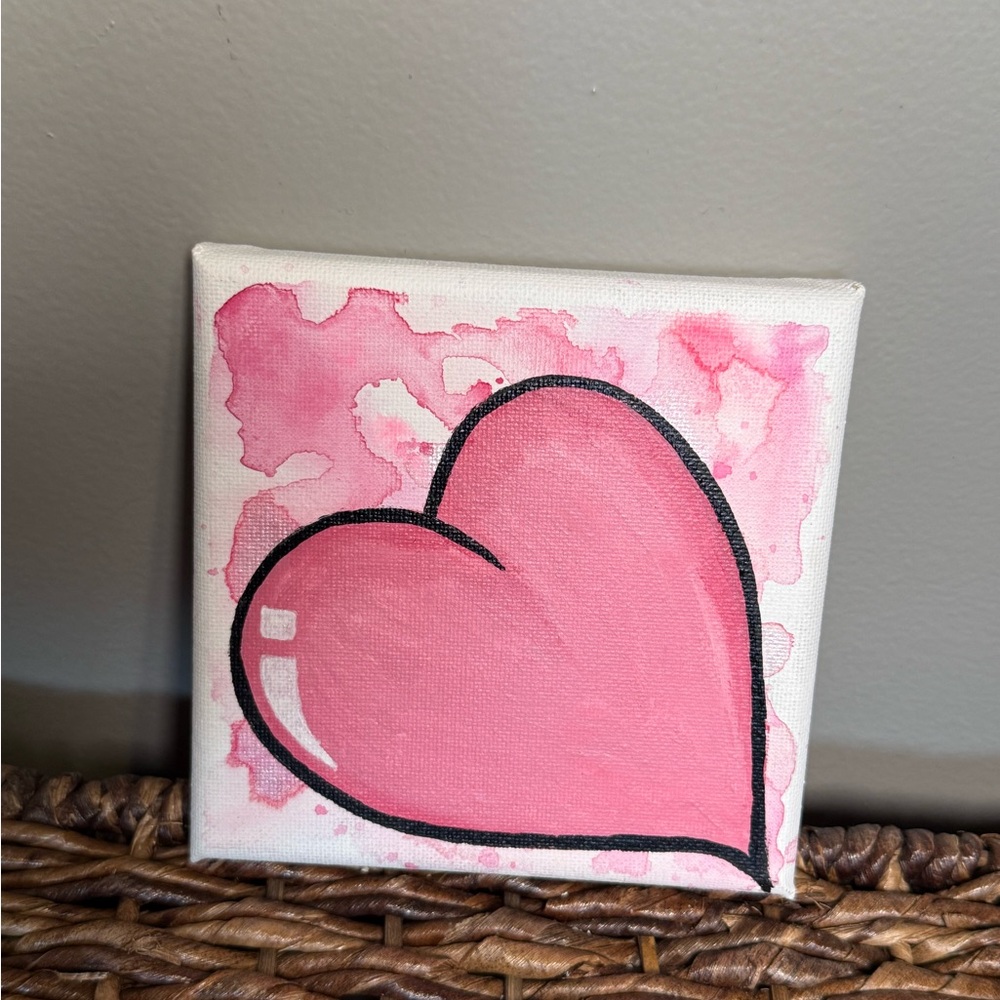 Pink Heart Canvas Wall Art